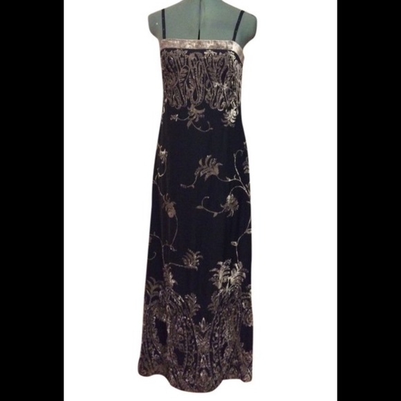 KAY UNGER Embellished Beaded Chiffon Velvet Dress - Picture 3 of 16